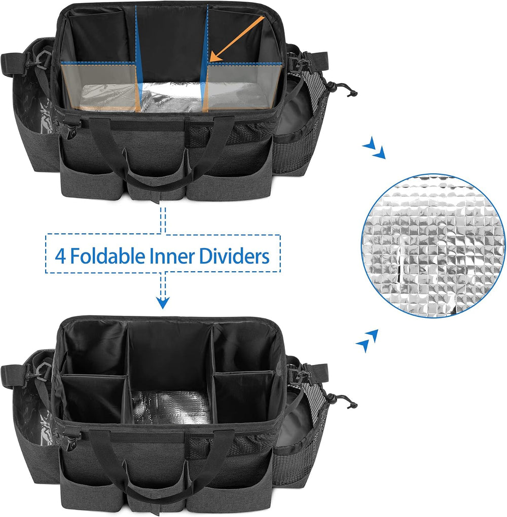 LoDrid Wearable Cleaning Caddy Bag with 4 Foldable Dividers, Black