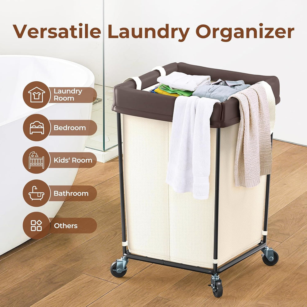 160L Rolling Laundry Basket with Wheels, Rolling Laundry Hamper with Wheels