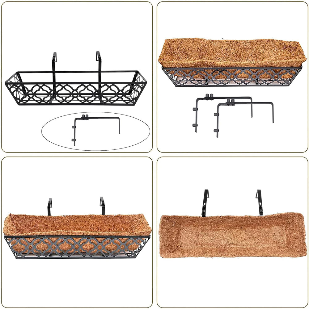 4 Pcs 30" Window Box Deck Railing Planter Box with Horse Trough Coco Lin...