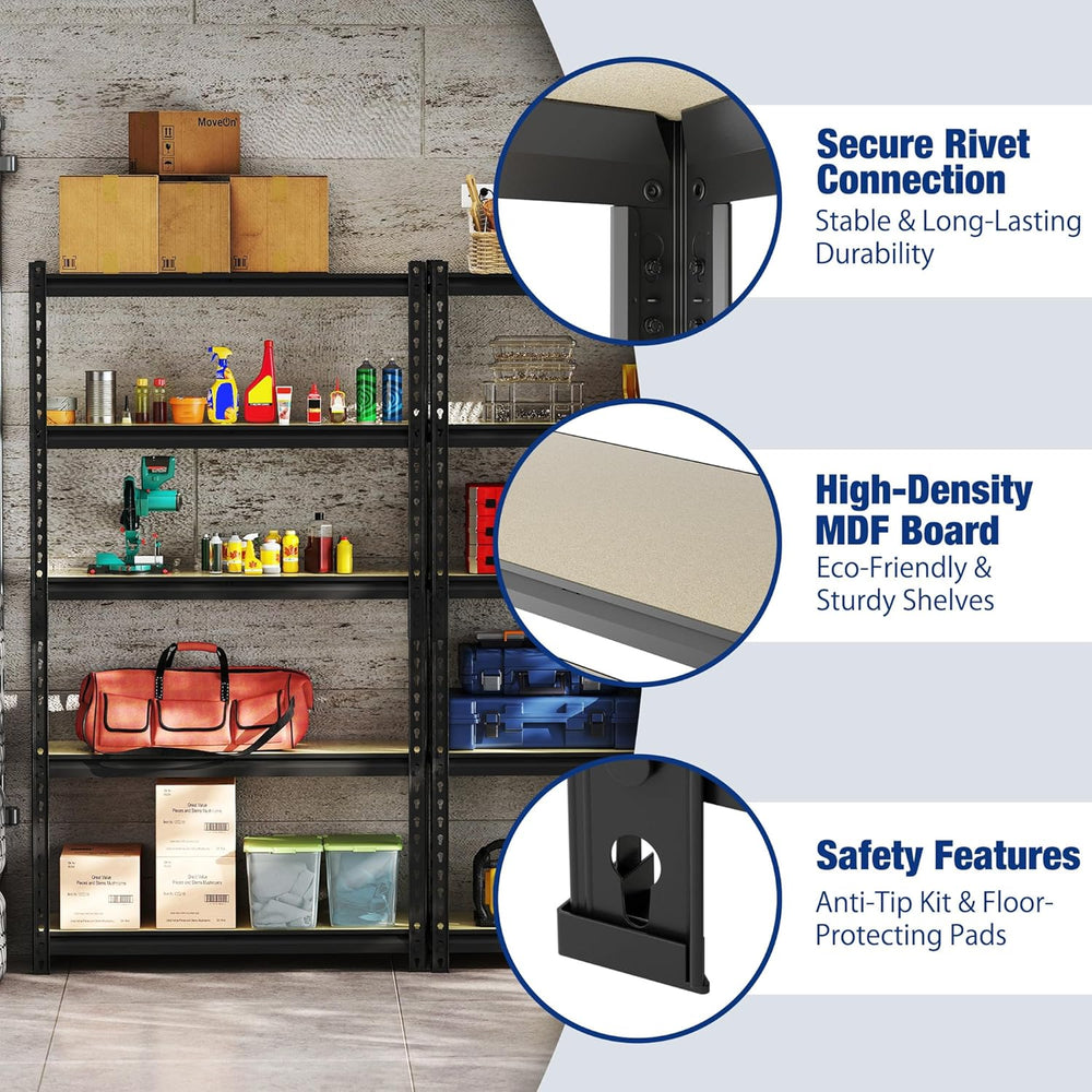 WORKPRO 5-Tier Storage Shelf, 72" H Heavy Duty Adjustable Garage Shelvin...
