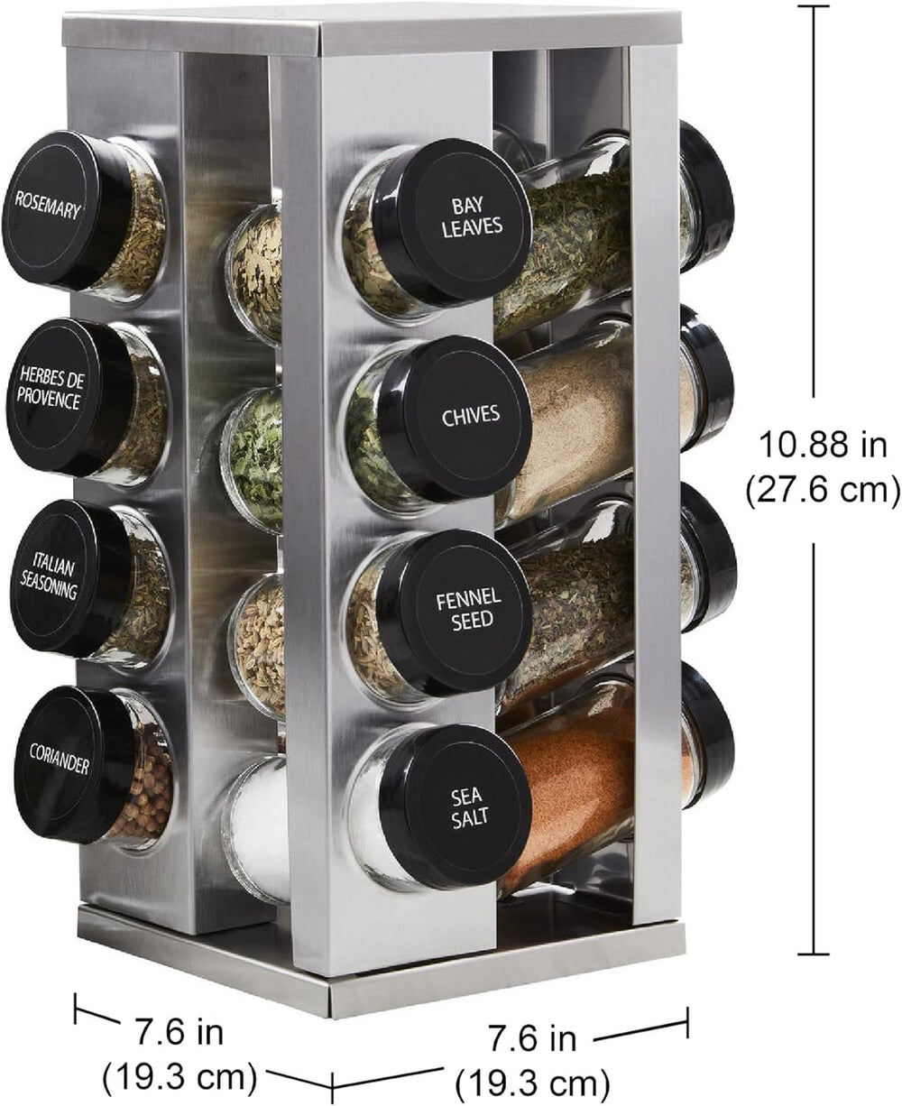 Kamenstein 16 Jar Heritage Revolving Countertop Spice Rack Organizer with Spi...