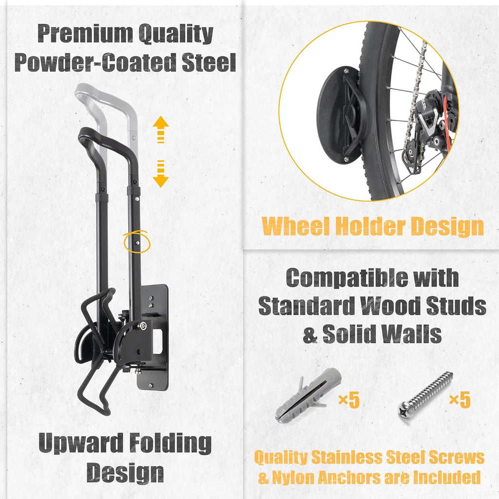 CyclingDeal Swivel Bike Wall Mount Rack - Vertical Adjustable Foldable Bicycl...