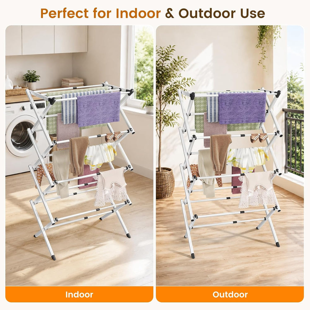 4-Tier Foldable Clothes Drying Rack, Adjustable Width 16.3"-27.95",...
