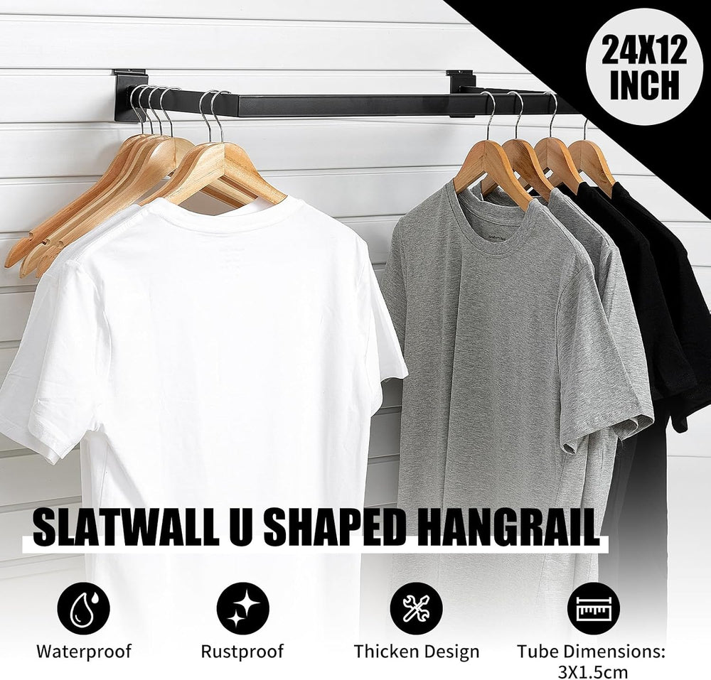 Slatwall U-Shaped Rectangular Tubing Hangrail - 24"x12", Slatwall A...