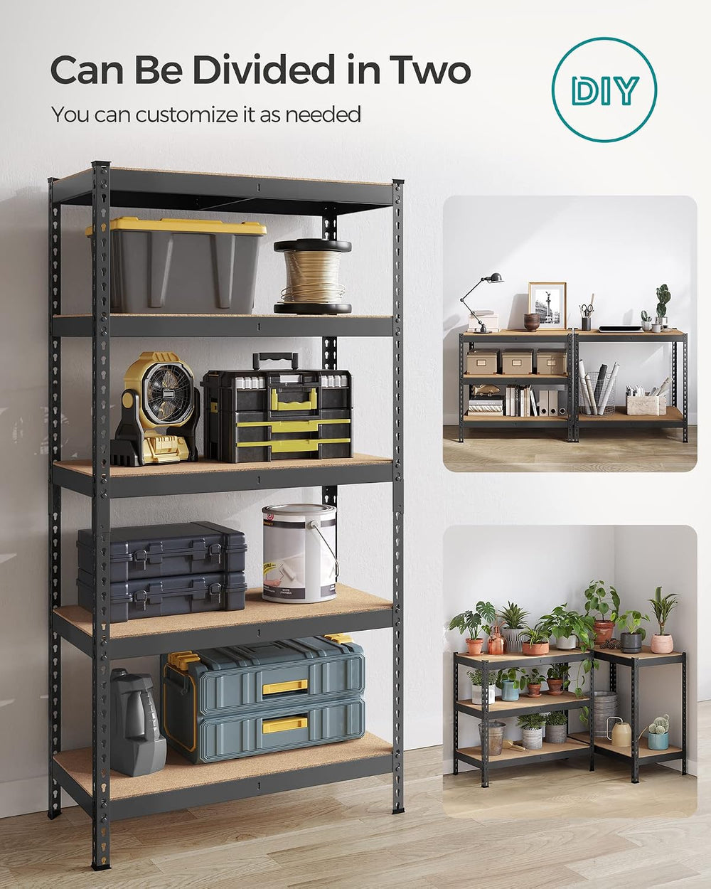SONGMICS 5-Tier Storage Shelves, Load 2310 lb, Garage Storage, Boltless Assem...