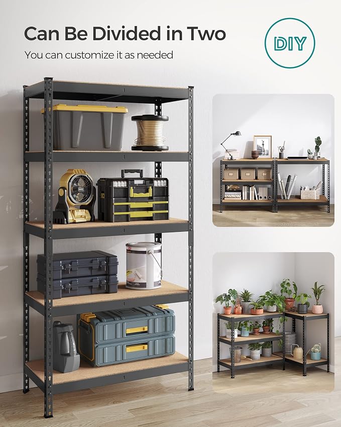 SONGMICS 5-Tier Storage Shelves, Load 2310 lb, Boltless Assembly, Adjustable ...