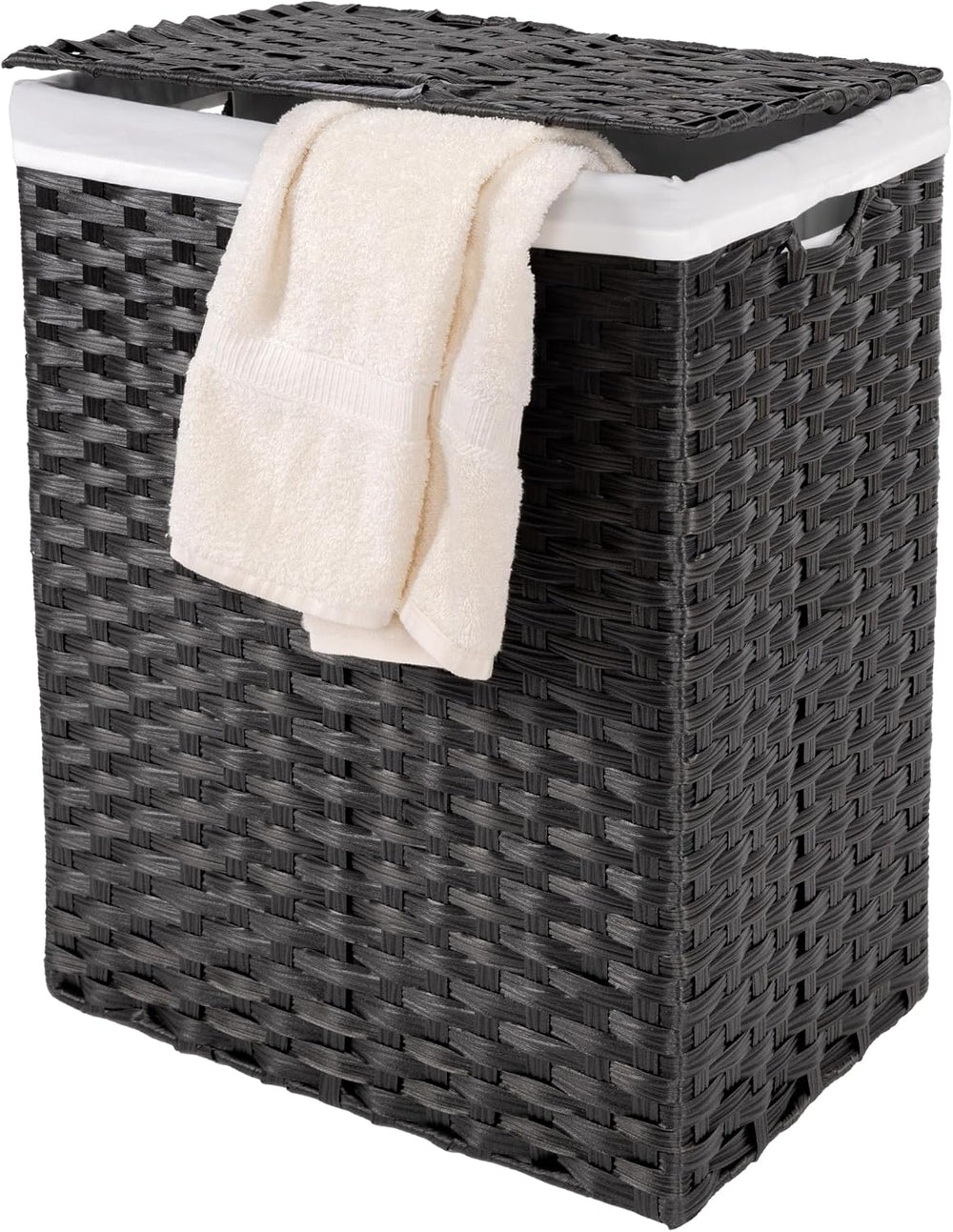 Seville Classics Premium Handwoven Portable Laundry Bin Basket with Carrying ...