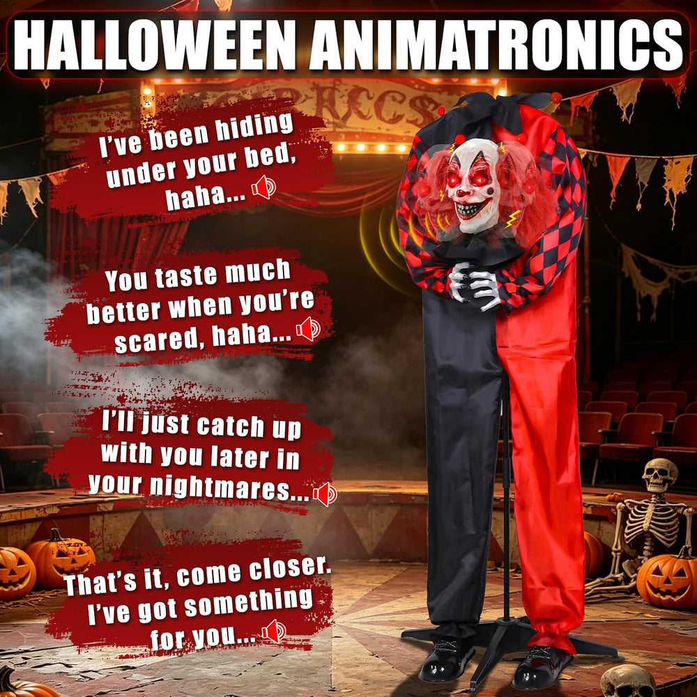 60" Halloween Animatronic Standing Talking Clown Yard Decorations Outdoor