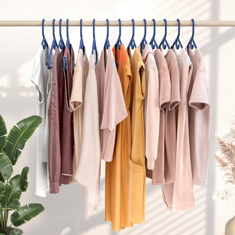 NEATERIZE Thick Heavy Duty Hangers - Navy Plastic Clothes Hangers 24 Pack - G...