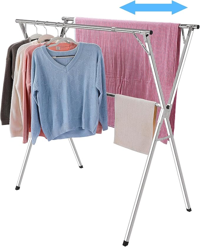 funest Drying Rack Clothing, 79 Inches Adjustble & Foldable Laundry Dryin...