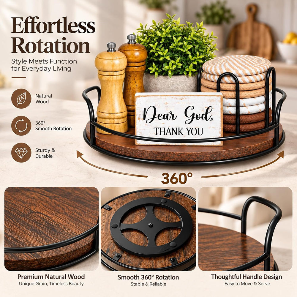 Farmhouse Lazy Susan Kitchen Decor Set of 5 for Dining Table, Table Decor