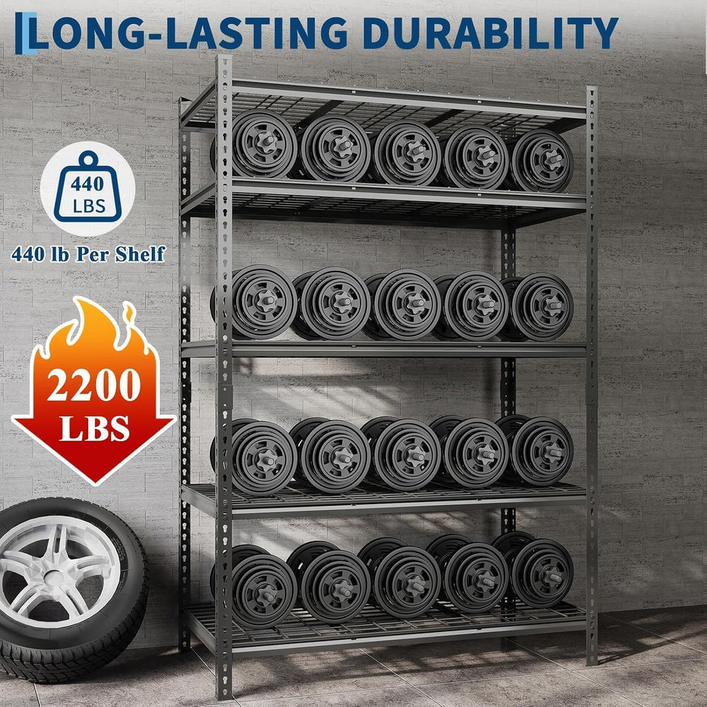 Garvee 5 Tier Metal Storage Shelving Unit 36" W Adjustable Garage Shelving