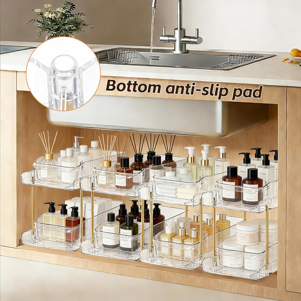 LAREKUN4pack 2-Tier Organizer & Storage Unit Stackable Bathroom Cabinet O...