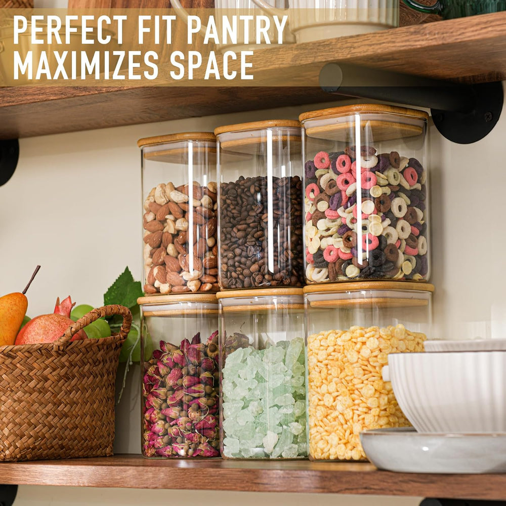 D2scrma 37oz/1.2Qt/1100ml Square Glass Storage Containers with Lids 4-Pack