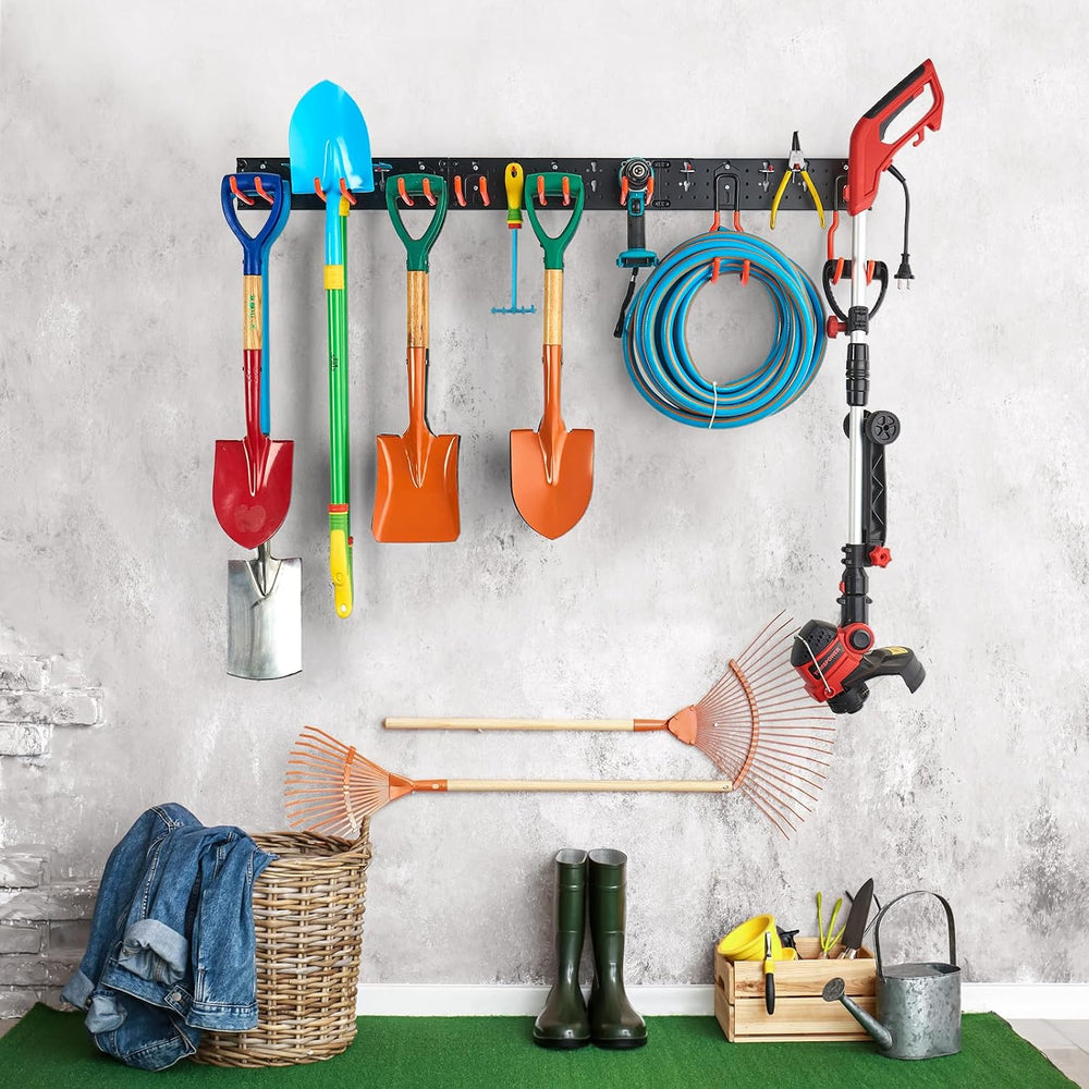 Multi-Storage Garage Hooks, Wall-Mounted Garden Tool Organizer