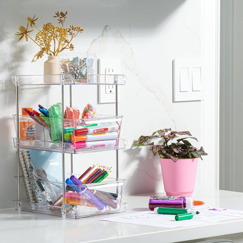 3 Tier Clear Under Bathroom Sink Organizer Pull Out Drawer | Bathroom Cabinet...