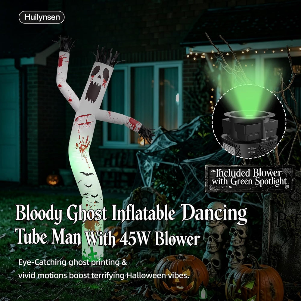 6 ft Halloween Ghost Inflatable Waving Tube Man with Blower 45W+Spotlight
