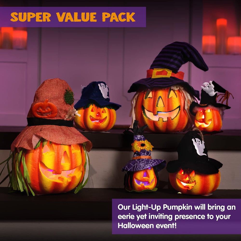JOYIN 6 Pcs Light Up Pumpkins Halloween Decorations Outdoor Indoor Jack O Lan...
