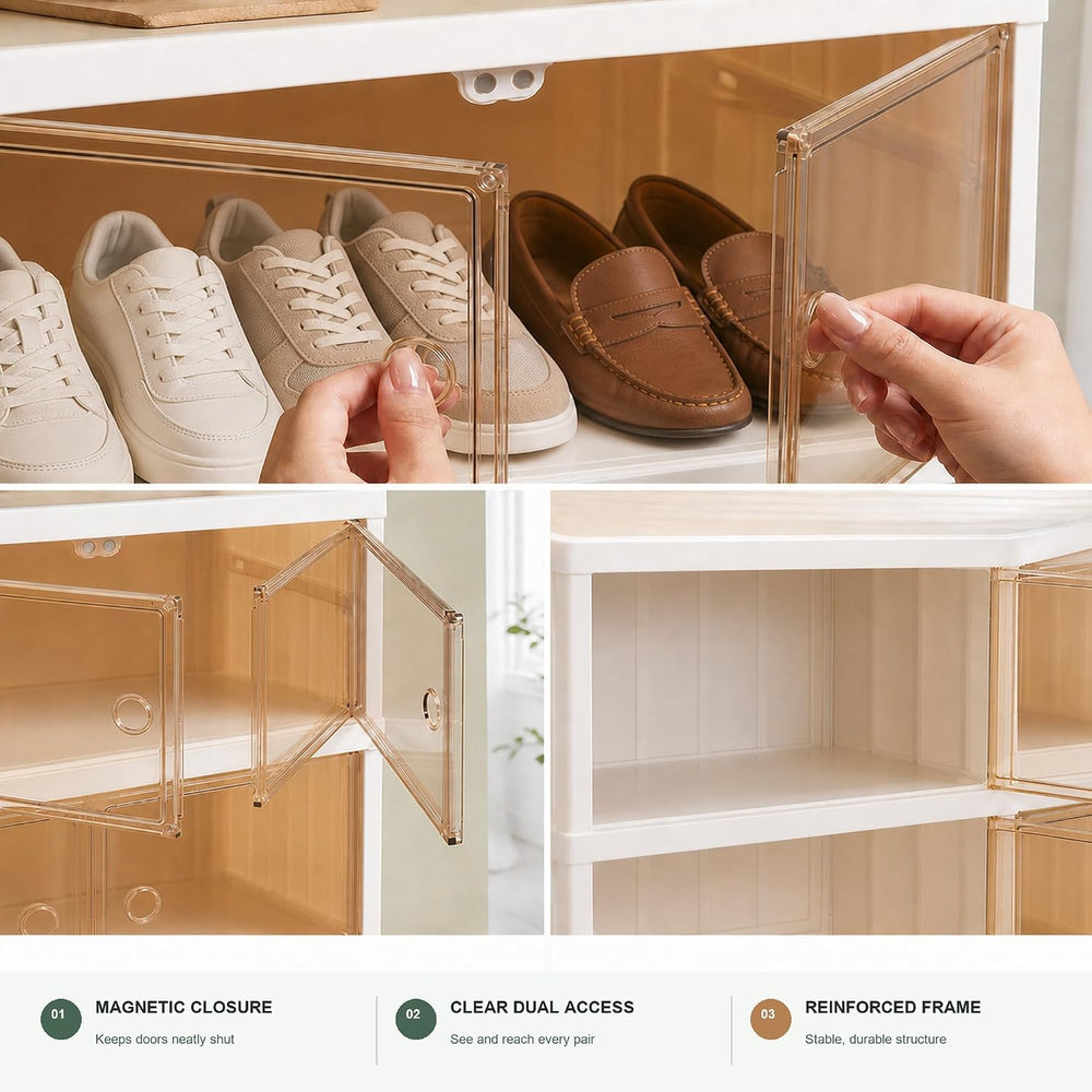 Extra Wide Foldable Shoe Rack with Clear Doors, 9-Tier Shoe Organizer