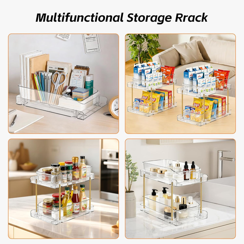 LAREKUN4pack 2-Tier Organizer & Storage Unit Stackable Bathroom Cabinet O...