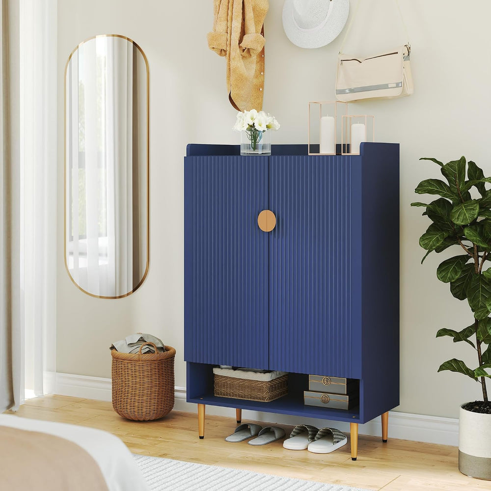 HLR Modern Shoe Cabinet for Entryway, 24 Pairs Shoe Storage Cabinet, Blue