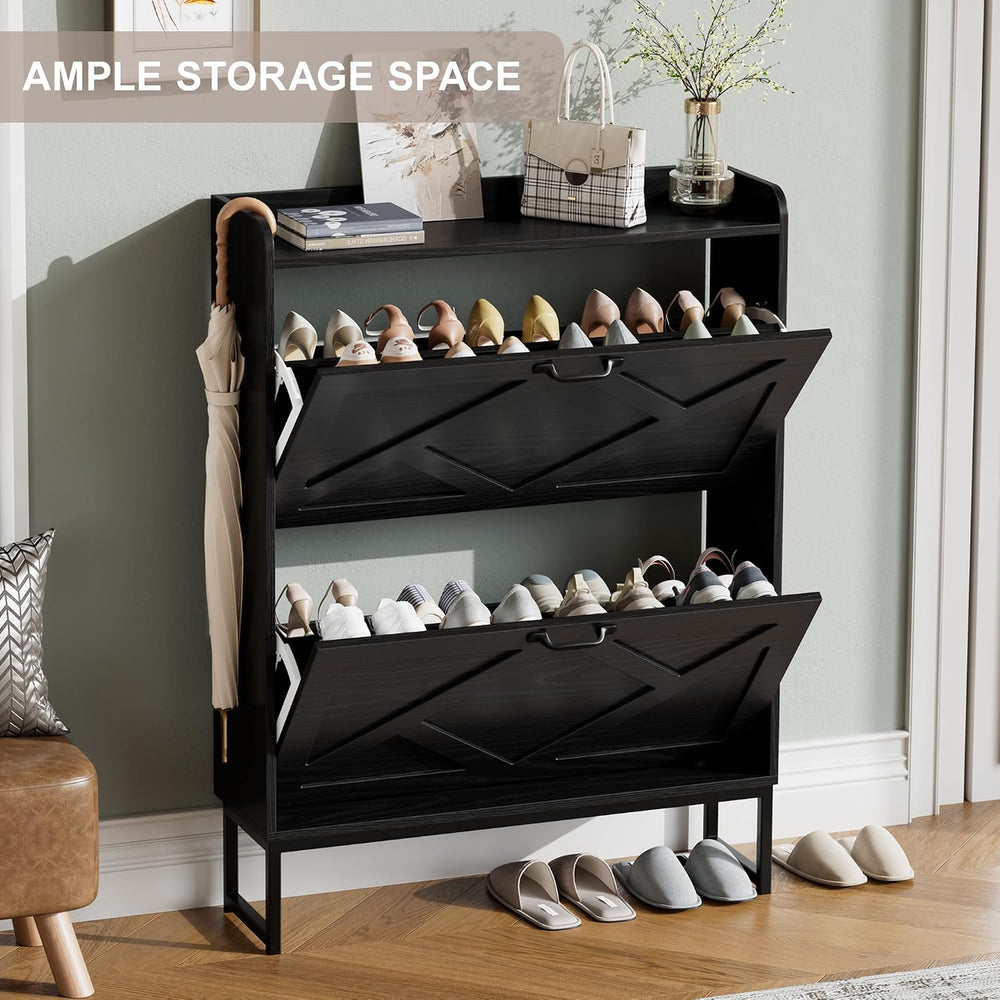 Nicetree Shoe Storage Cabinet with 2 Flip Drawers, Freestanding Shoe Organize...