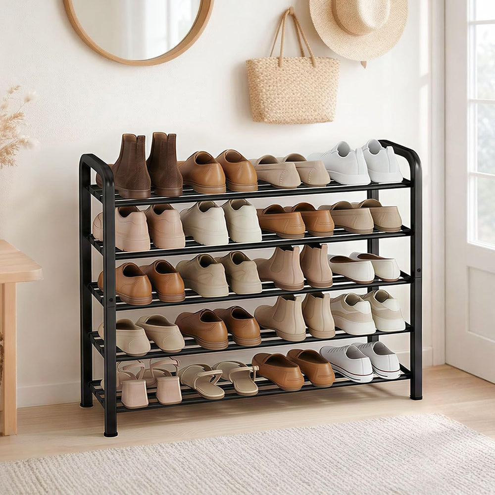 STORAGE MANIAC 5-Tier Expandable Shoe Rack, 20 Pairs Adjustable Shoe Shelf fo...