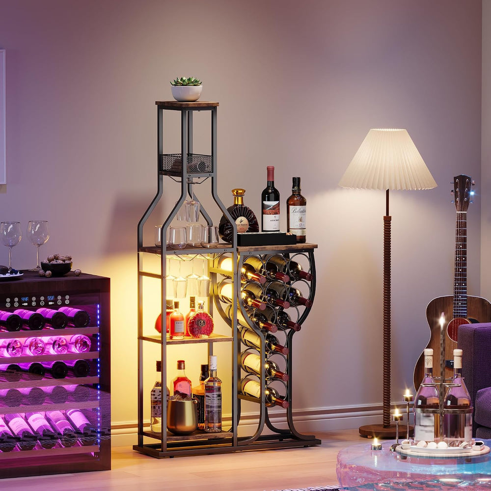 HavenlyYouth Liquor Cabinet for Home Bar, 5-Tier Wine Rack Freestanding Floor...