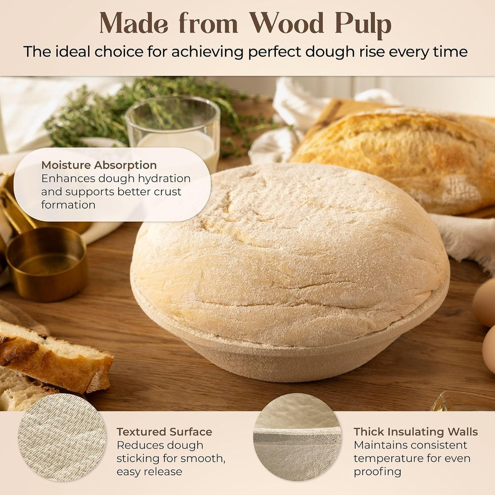 Wood Pulp Banneton Bread Proofing Basket – 13" Oval 1.5LB Brotform, Groo...