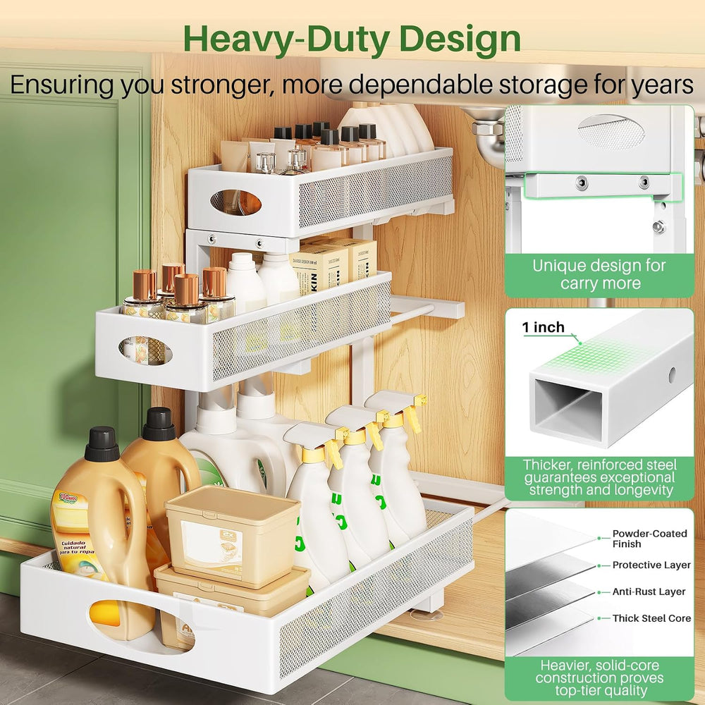 Kitstorack Under Sink Organizer 3-Tier Slide Out Drawer for Bathroom 1-Pack