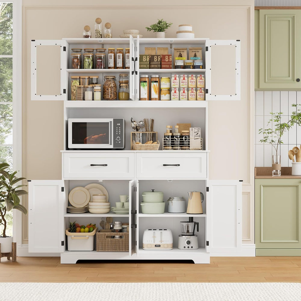 BOTLOG 71" Large Pantry Storage Cabinet with Microwave Stand
