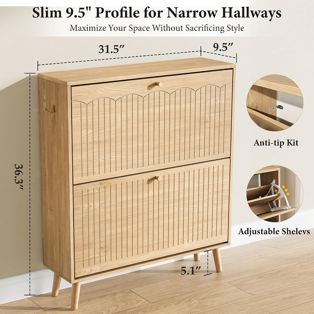Nicetree Arch-Chic Shoe Cabinet for Entryway, Modern Mid-Century Shoe Storage...