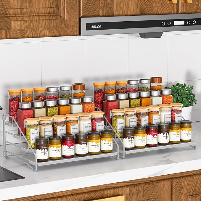 RCHYFEED 4 Tier Spice Rack Organizer, Spice Organization (2 Pack)