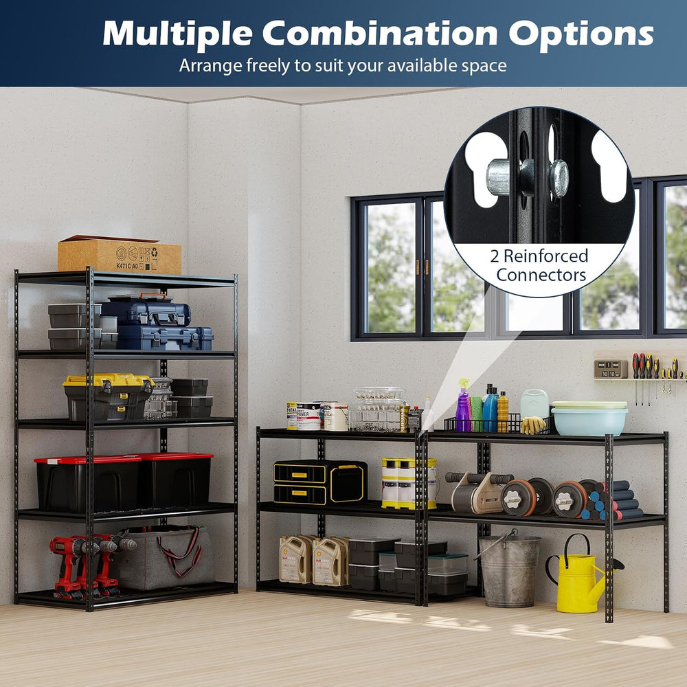 Tangkula 5-Tier Metal Storage Shelves, Garage Shelving Units with 2000 LBS Ca...