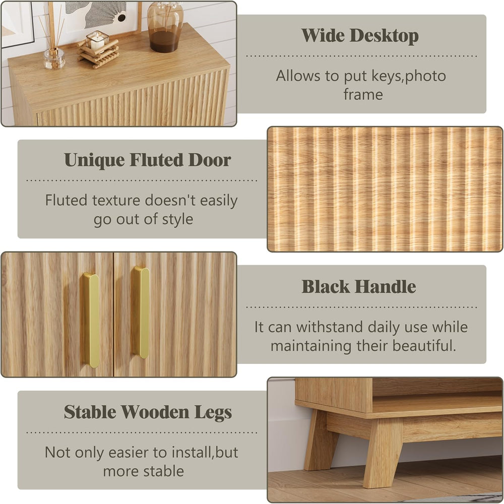 HUANLEGO Shoe Cabinet Storage for Entryway with Doors, Oak