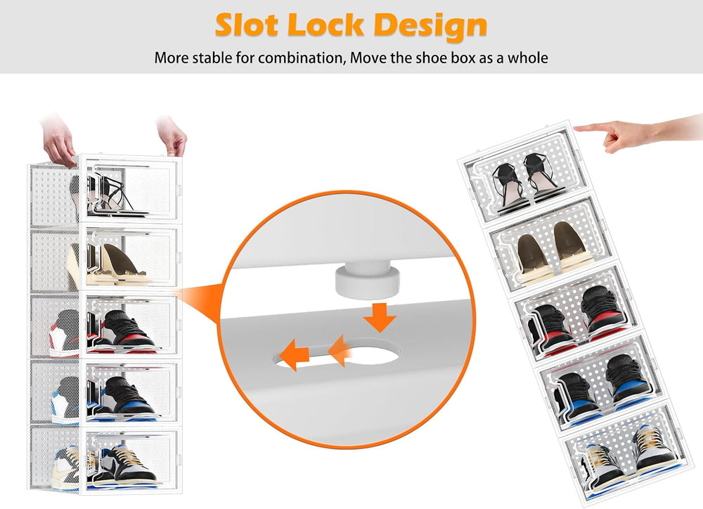 HOMIDEC Clear Shoe Storage Boxes, Stackable Shoe Organizer for Closet