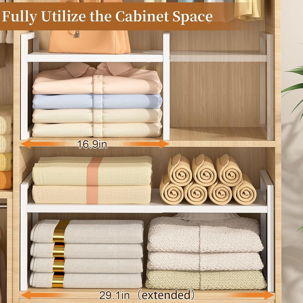 2 Pack Expandable Closet Organizers and Storage Shelves, Stackable Adjustable...