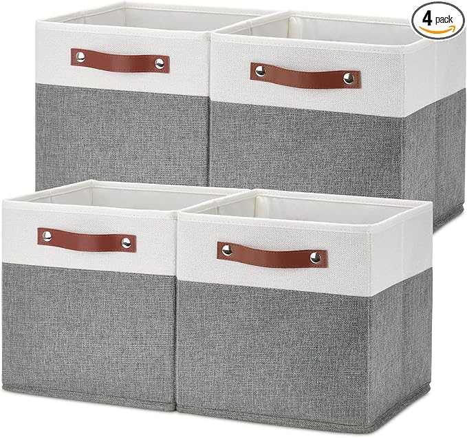 Temary Cube Storage Bins 4 Pack Storage Cubes 11×11 Fabric Storage Bins
