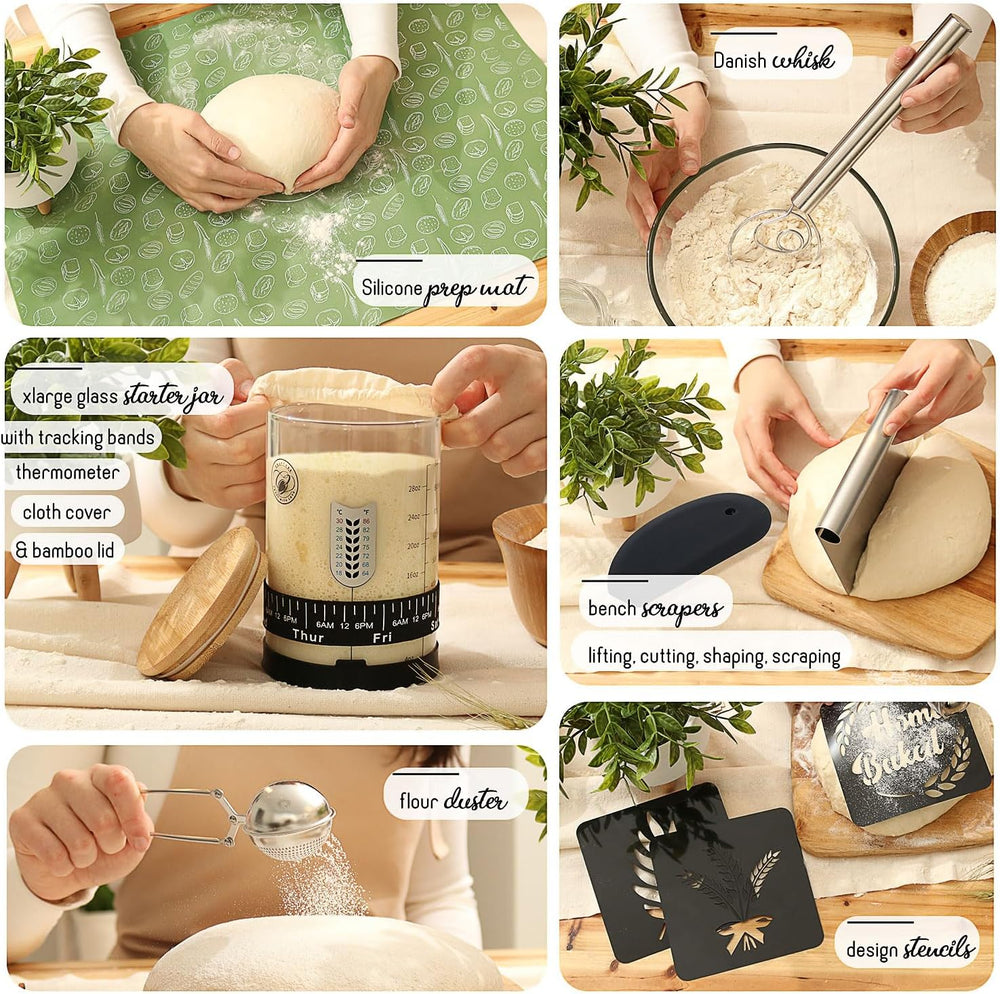 CraftZee All-Inclusive 𝗣𝗥𝗘𝗠𝗜𝗨𝗠 Sourdough Starter Kit with Pot, 34 Oz Starter ...