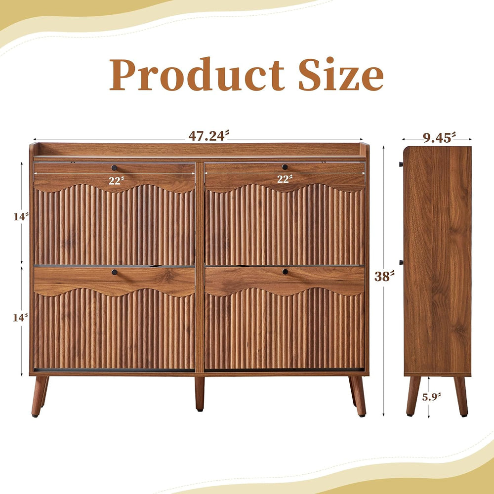 BERRYMERRY 47.2” Wide Shoe Storage Cabinet for Entryway with 4 Flip Drawers