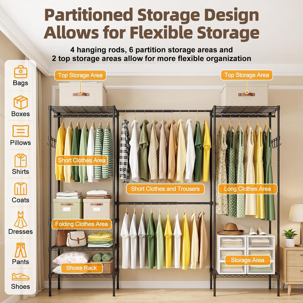 Expandable Clothes Rack, 15.7"D x (70.9"-90.6")W x 76.8"H...