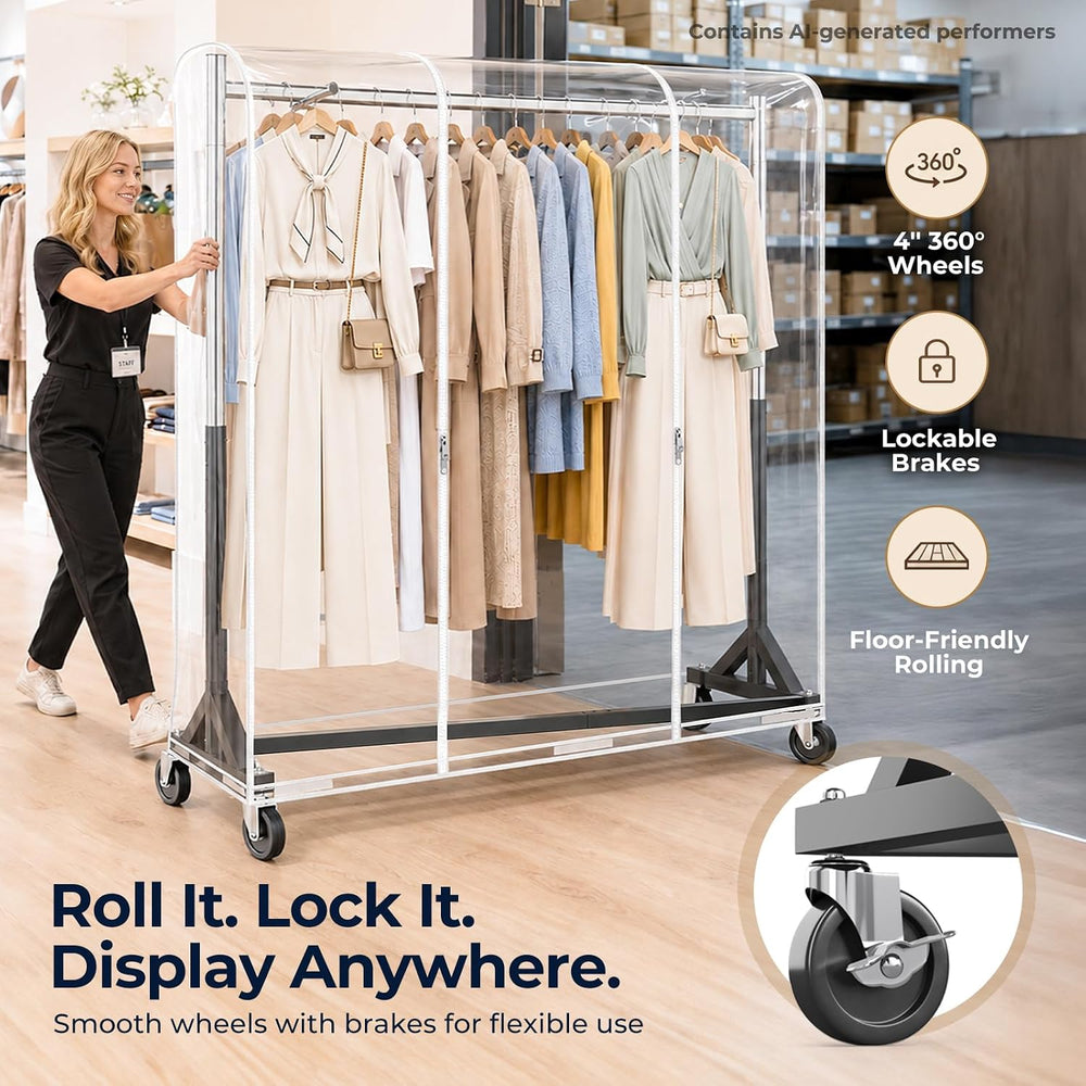 HOKEEPER Z Rack for Clothes with Cover Load 500 LBS with Display Arms