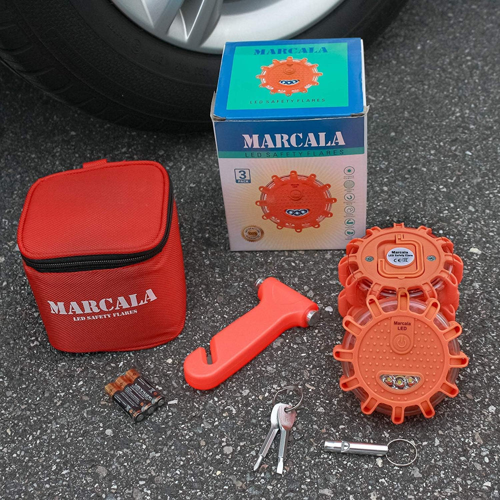 MARCALA 3‑Pack LED Road Flares | DOT Compliant Emergency Lights for Vehicles ...