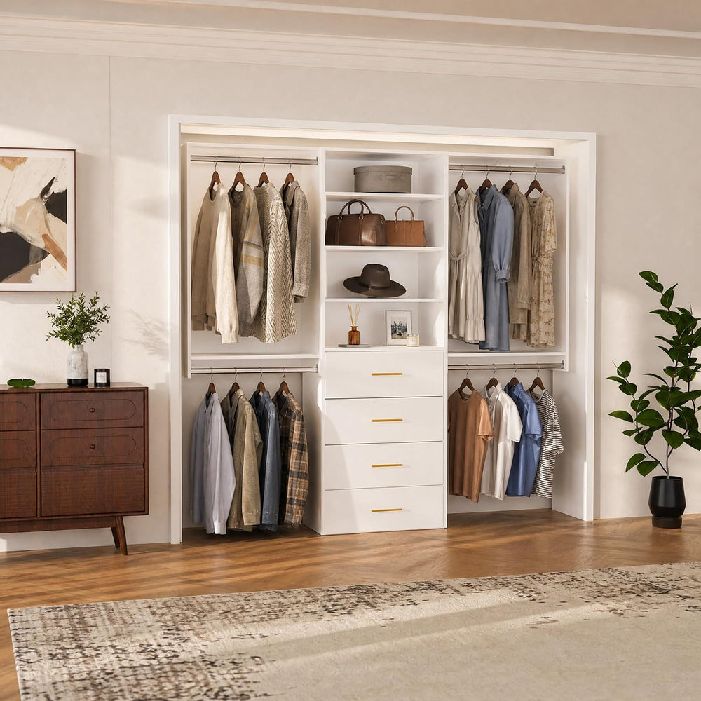 22.5" Double Hanging Closet Module, White MDF Closet Organizer System wi...
