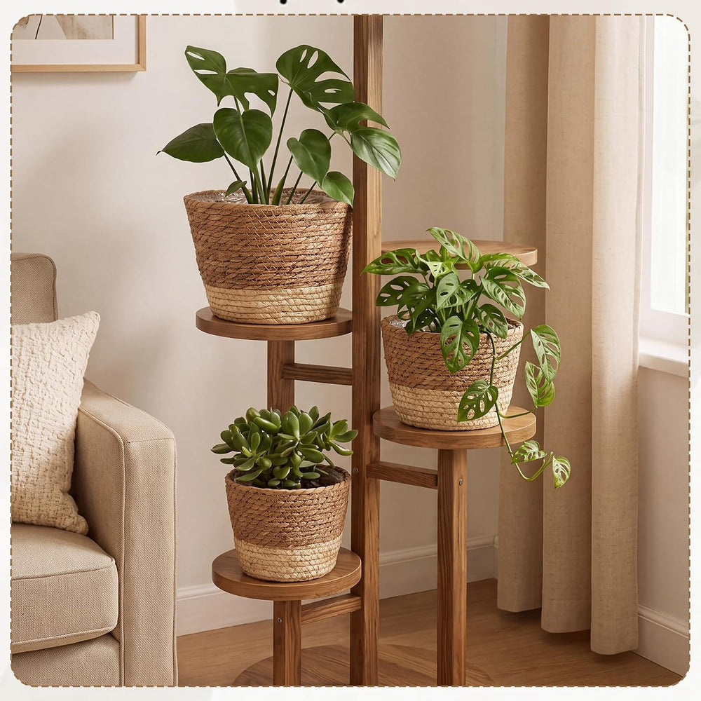 AceOrbit 12 Pcs Wicker Plant Basket Bulk with Liners,Mixed,Minimalist