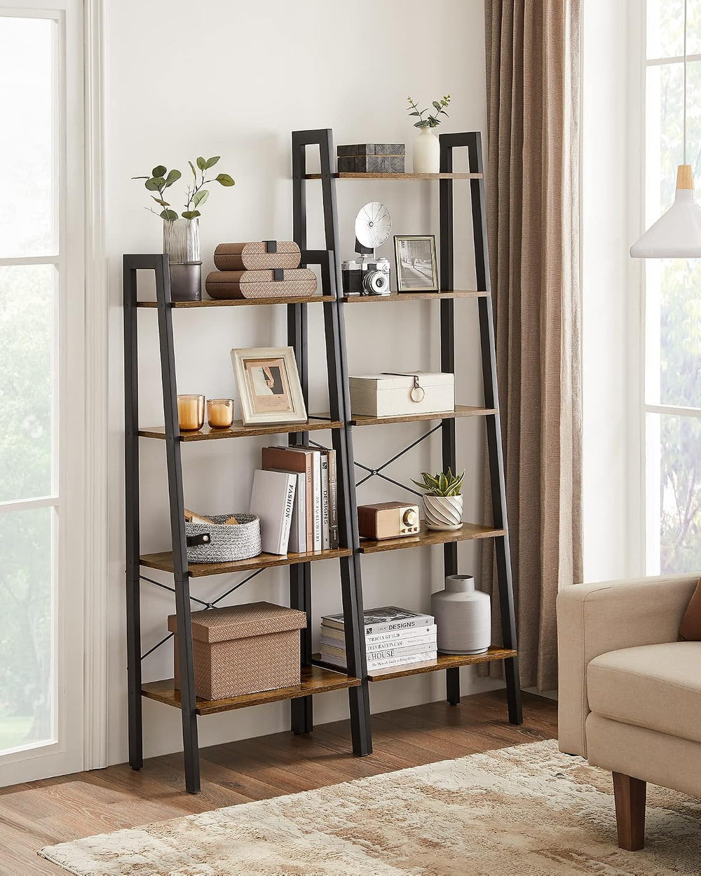 VASAGLE Ladder Shelf, Bookcase Book Shelf, Storage Shelves, 4-Tier, 22In