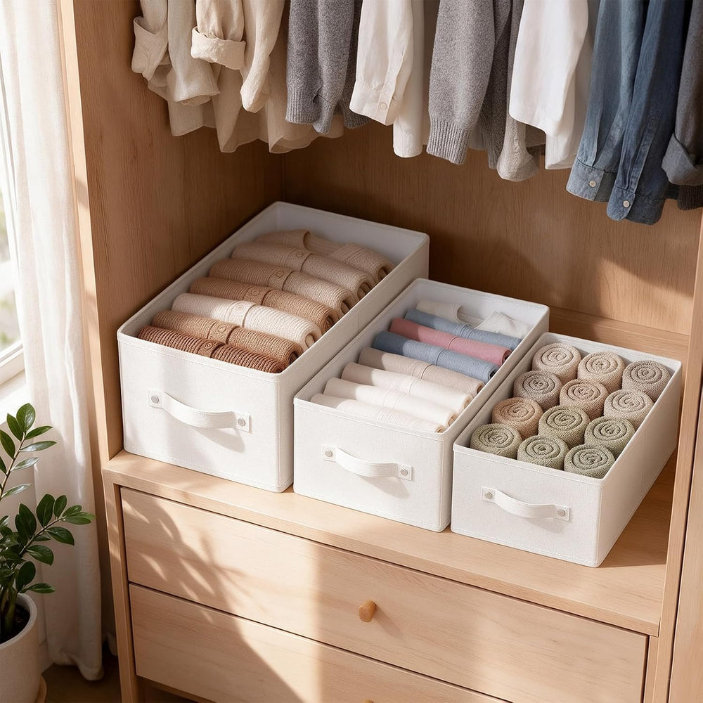 Storage Basket, Closet Organizer, 3 Pack, White, 18.5x11x7.9 In