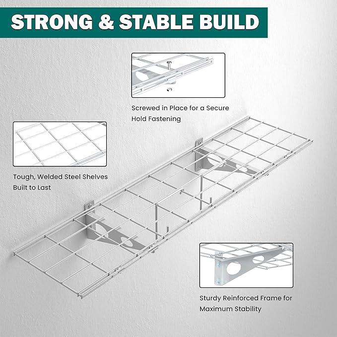 EVERHANGER Garage Wall Shelves, 12 X 48 Inch Wall Mounted Storage Shelves