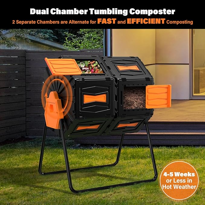 Compost Tumbler, Easy Assemble & Efficient Outdoor Compost Bin, 45 Gallon...