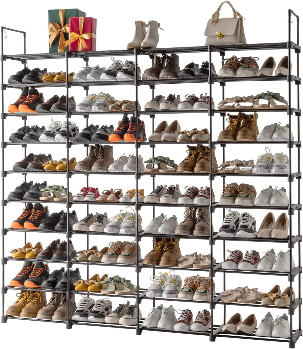 10-Tier Tall Shoe Rack - Free Standing Large Metal Closet Storage Shelves - S...